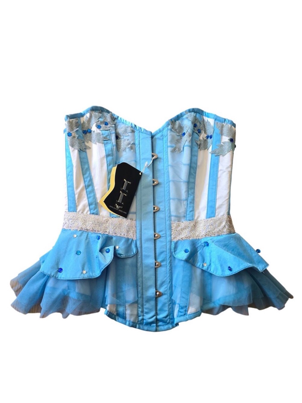 Nwt Corset Story Blue Silver Overbust Corset Ren Fair Cosplay Top Size Uk8 Us4 — image 2 of 7